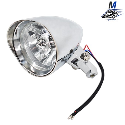 Motorcycle Chrome Visor Headlight Lamp For Bobber Chopper Dyna 12V - Foto 5 di 9