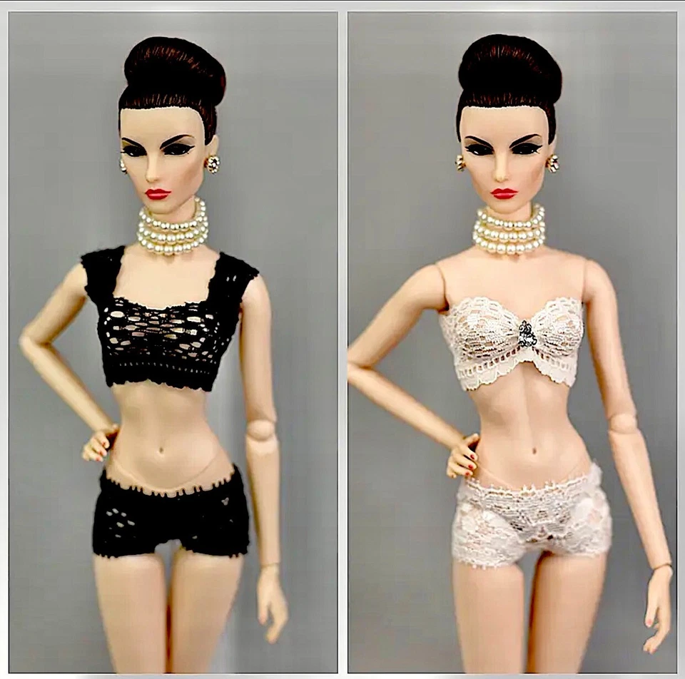 Barbie Doll Clothes Underwear Bras Panties Black White 2 sets clothing outfit