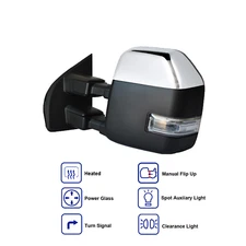 Towing Mirror For 2017-20 Ford F250 350 450 550 Power Heated Driver Side Chrome