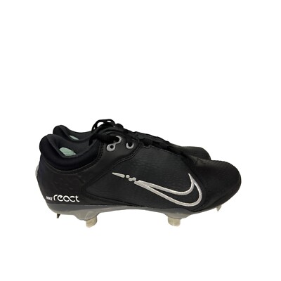 NEW! Nike React Hyperdiamond 4 Black Metal Softball Cleats Shoes Women's SIze 7