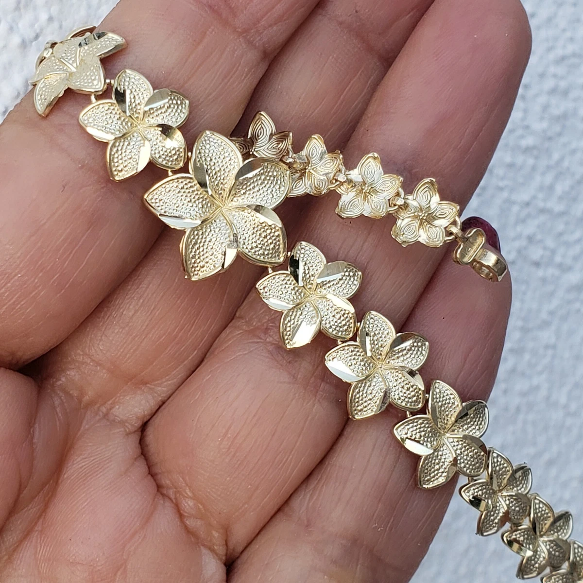 14k Gold & Diamond Double Flower Bracelet – Sabrina Design