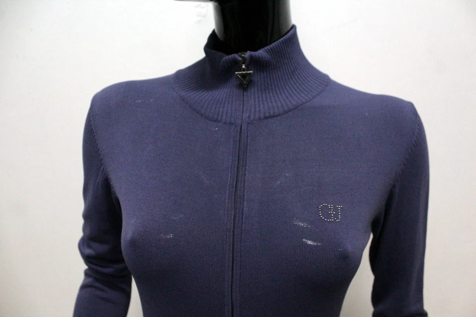 GUESS Cardigan Damen Größe M Pullover Sweater Strick Blau Logo - Bild 2 von 4