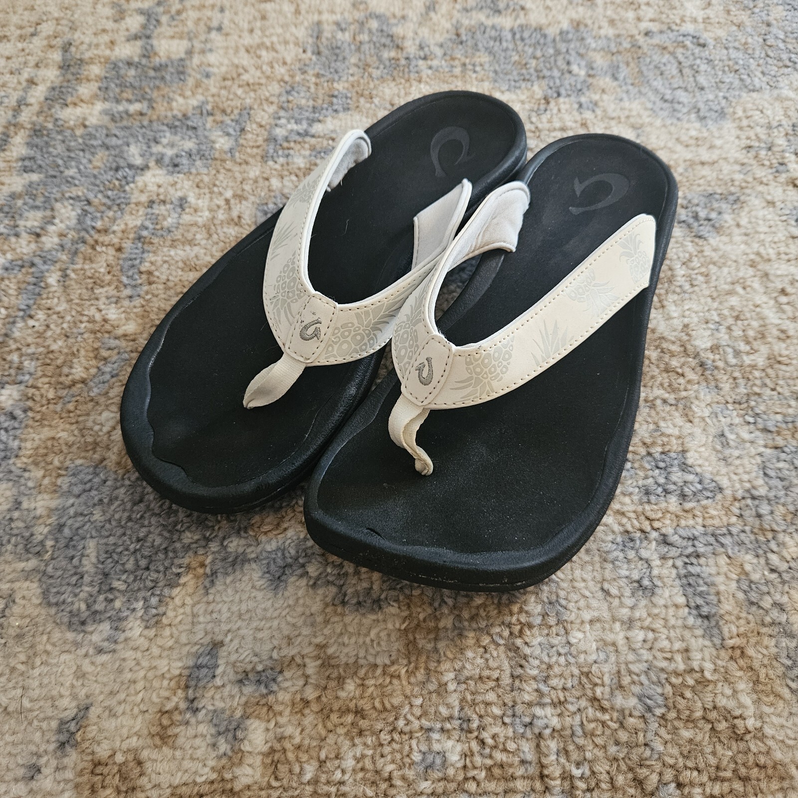 Women's Olukai Ohana Bright White Flip Flops Size 10 HUA-image