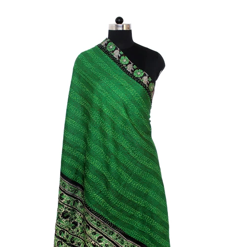 Silk Kantha NeckWrap Women Reversible Neckerchief Shawl Stole Bohemian Scarf Big