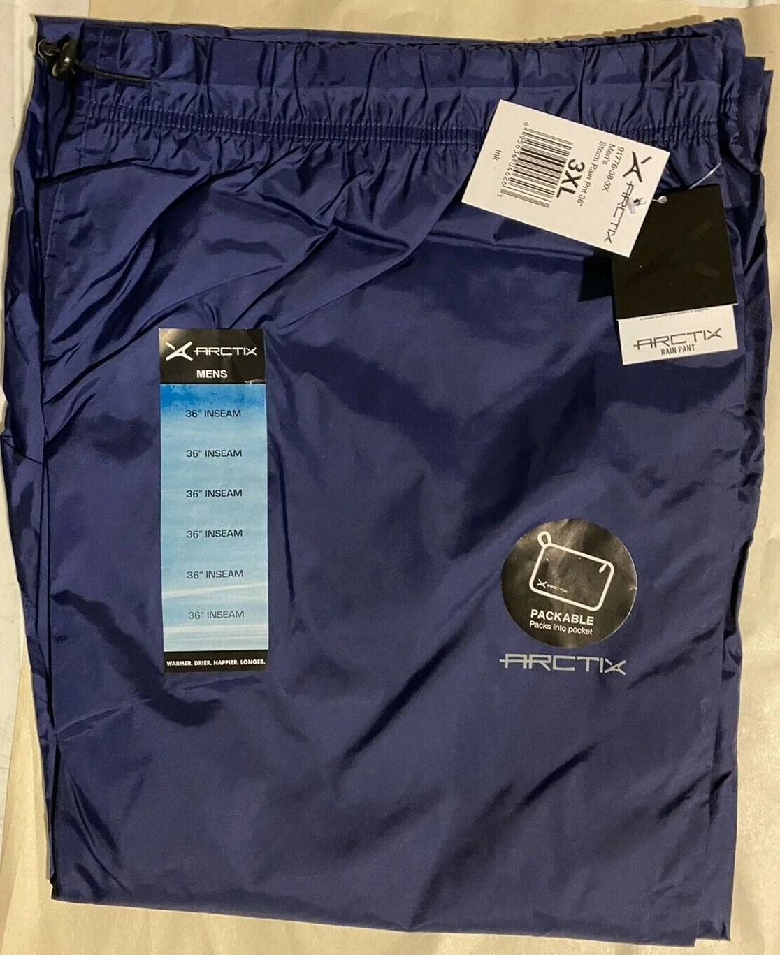 NEW Arctix Men's Storm Rain Pant, Ink, 3X-Large (48-50W 36L) 36" Inseam