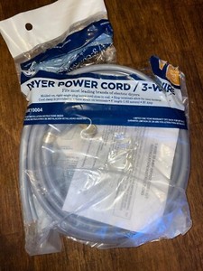 GE 3 Wire Dryer Cord 3-Prong 30 Amp Gray 6ft Model WX09X10004