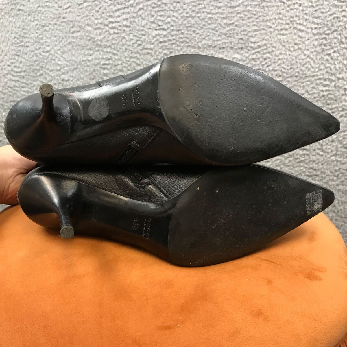 Vintage Gucci black leather knee high boots with silver Vintage Gucci black leather knee high boots with silver