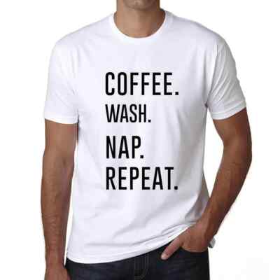 ULTRABASIC Herren T-Shirt Kaffee Waschen Nickerchen Wiederholung Coffee Wash Nap Repeat