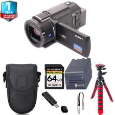 Sony FDR-AX43A UHD 4K Handycam Camcorder  Tripod  1 Yr Warranty - 64GB Kit