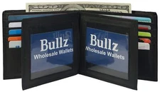 European Hipster Mens Wallet Thick Large Bifold 20 Cards and 2 ID Window Black