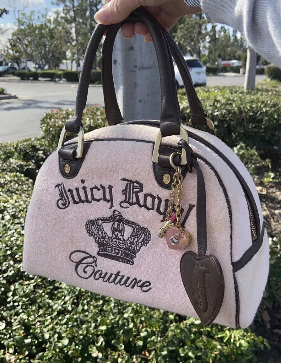 Vintage Juicy Couture BABY PINK Velour Terry BOWLER BAG Y2K Vintage Juicy Couture BABY PINK Velour Terry BOWLER BAG Y2K