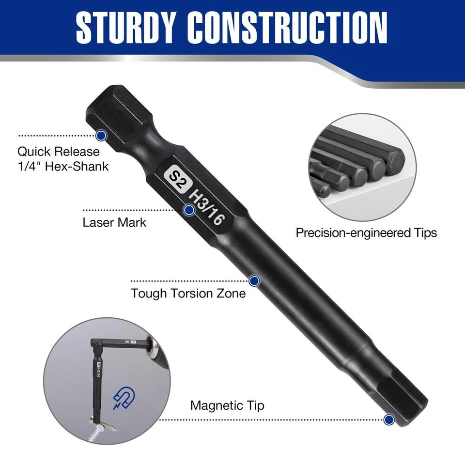 WORKPRO 20pcs Hex Head Allen Wrench Drill Bit Set Metric and SAE Hex Bits New - Image 4 of 4
