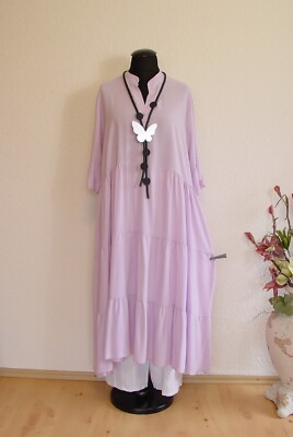 Italy Moda° Viskose Maxi  Kleid Volant A-Linie ~ Flieder ~ 2