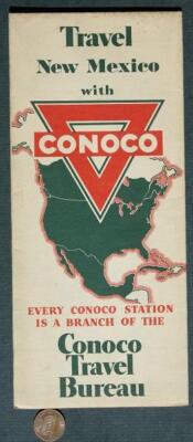 1936 Conoco Oil & Gas service station Travel Bureau New Mexico Road Map SCARCE +