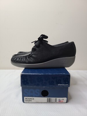 SAS Bounce Wedge Lace Up Shoes Raven Women's Size: 7.5N
