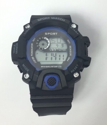 Sports Watch El Back Light WR30 Barlotemp LCD Water Resistant
