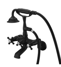 Clawfoot Tub Faucet Wall Mount Tub Faucet with Hand Shower Matte Black