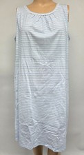 3X NWT Croft  Barrow 100 Cotton Knit Nightgown Sleeveless Light Blue Stripe