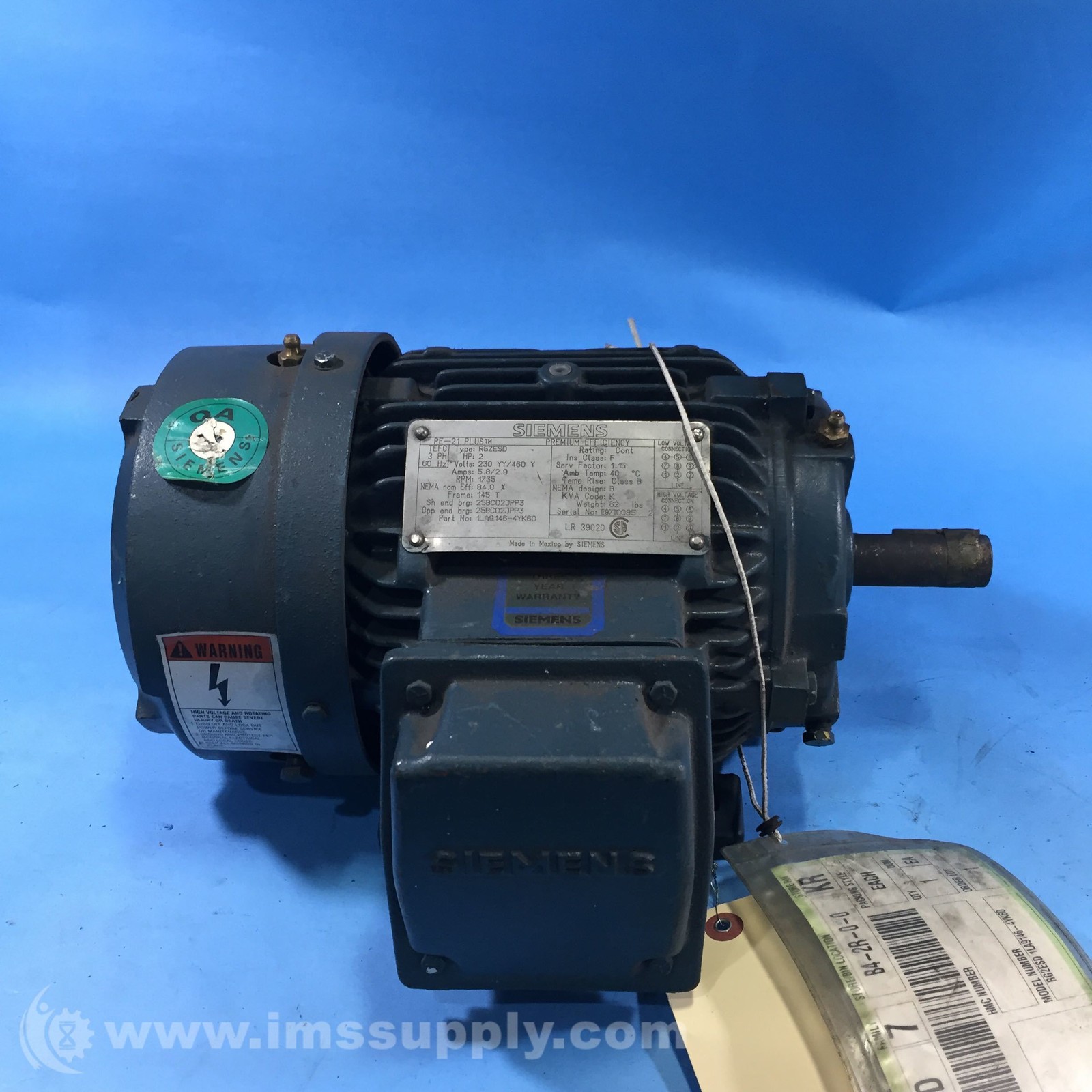 Siemens 1LA9146-4YK60 Premium Efficiency Motor USIP