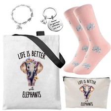 5 PCS Elephant Gifts for Women Present Set Funny Socks Friends Sister Mom