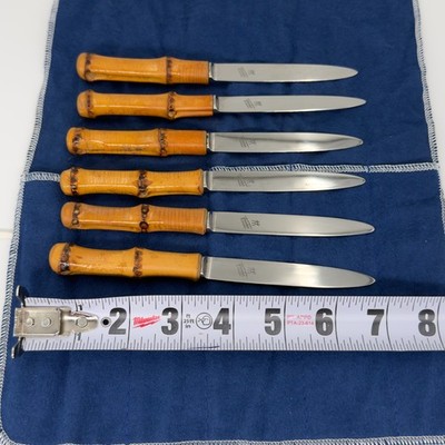 Vintage 6pc J.A. Henckels Friodur Knife Set Bamboo Handles