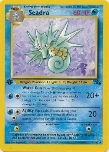 Seadra 42/62 Fossil Set 1st Edition Vintage 1999 Pokemon Card - Picture 1 of 1