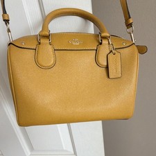 Coach Yellow Satchel Top Handle Adjustable Strap Gold Hardware Logo Tag
