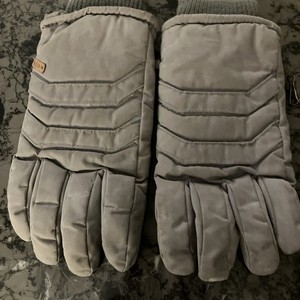 Vintage Sasson  Gray Men’s Ski Gloves Poplin W Suede Trim  Thinsulate Lined M
