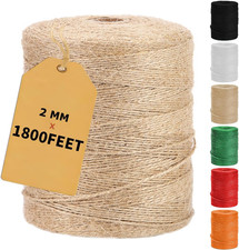 Natural Jute Twine String 1800 Feet Bulk Hemp Jute Rope Cord Twine Crafts Brown