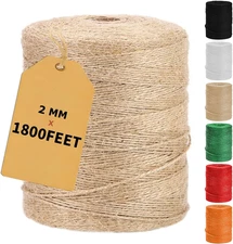 Natural Jute Twine String 1800 Feet Bulk Hemp Jute Rope Cord Twine Crafts Brown
