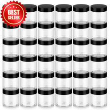 36pk 2oz Plastic Jars with Lids Clear Cosmetic Containers BPA Free Reusable