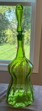 1969 BLENKO GLASS  GREEN FLOOR DECANTER # 6954 / JOEL MYERS DESIGN   