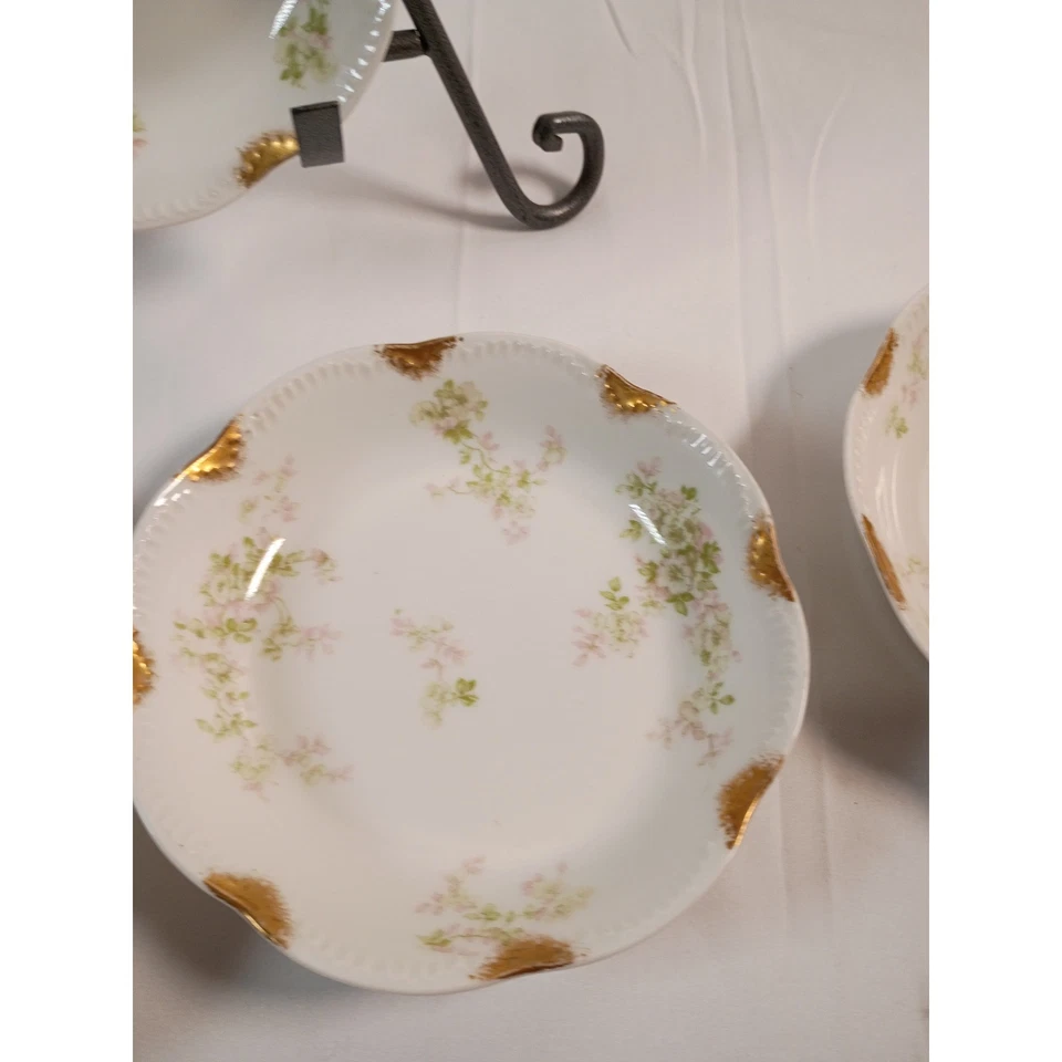 Haviland Limoges France Schleiger Pattern Vintage Bowls Set of 4 Floral Gold Rim - Image 2 of 4