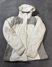 The North Face Hyvent Women's Sz S Small Gray White Hooded Jacket Coat Read