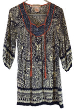 Flying Tomato Boho Paisley Tunic Dress Womens Small Top Festival Hippie Chic