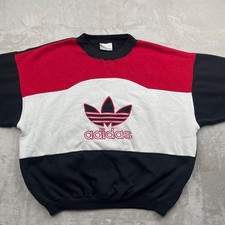 Vintage Adidas Sweatshirt Mens XL RUN DMC Trefoil Colorblock 80s Hip Hop Culture