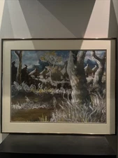 Vintage Semi-abstract Landscape Painting Original Oil On Canvas Framed Art