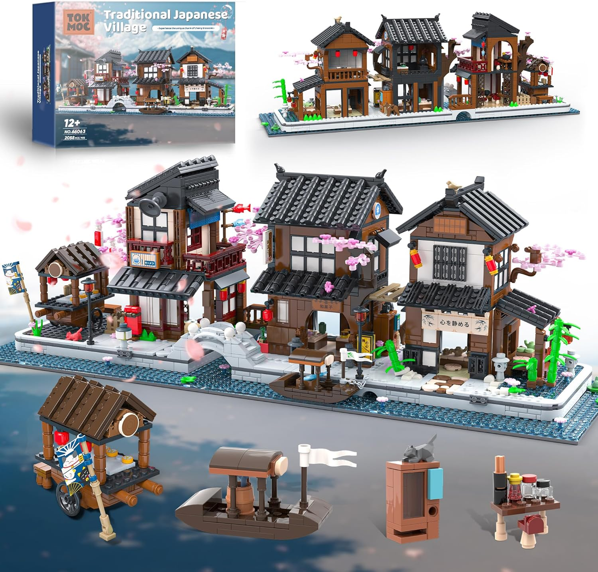 Cherry Blossom Japanese Street Building Set - 2058pcs Zen House
