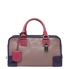 LOEWE Anagram Amazona 28 Leather Handbag Purple Pink Used