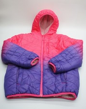 EDDIE BAUER Girls Faux Fur Reversable Outdoor Hoodie Jacket M 10/12 Pink/Purple