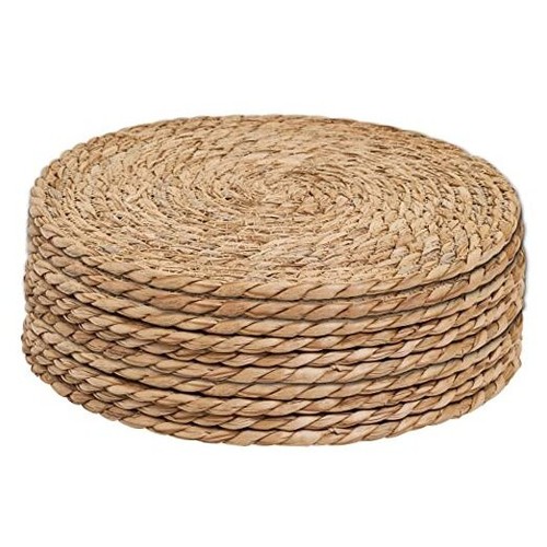 Defined Deco Woven Placemats Set of 10,12" Round Rattan Placemats,Natural Hand