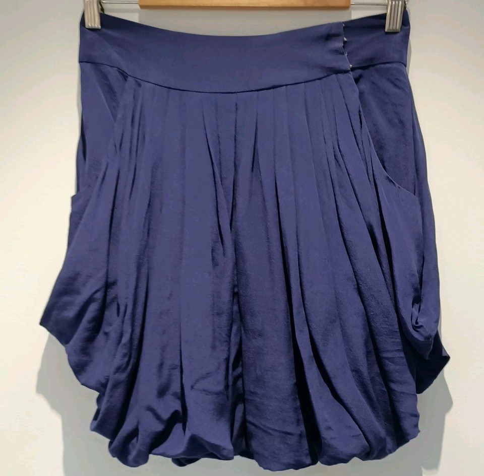 Witchery Size 8 Purple / Blue Bubble Skirt Silk Pockets Flowy Preppy Princess 