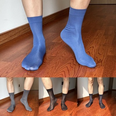 Transparente seidig gestreifte nahtlose Herrensocken für Business und formelle