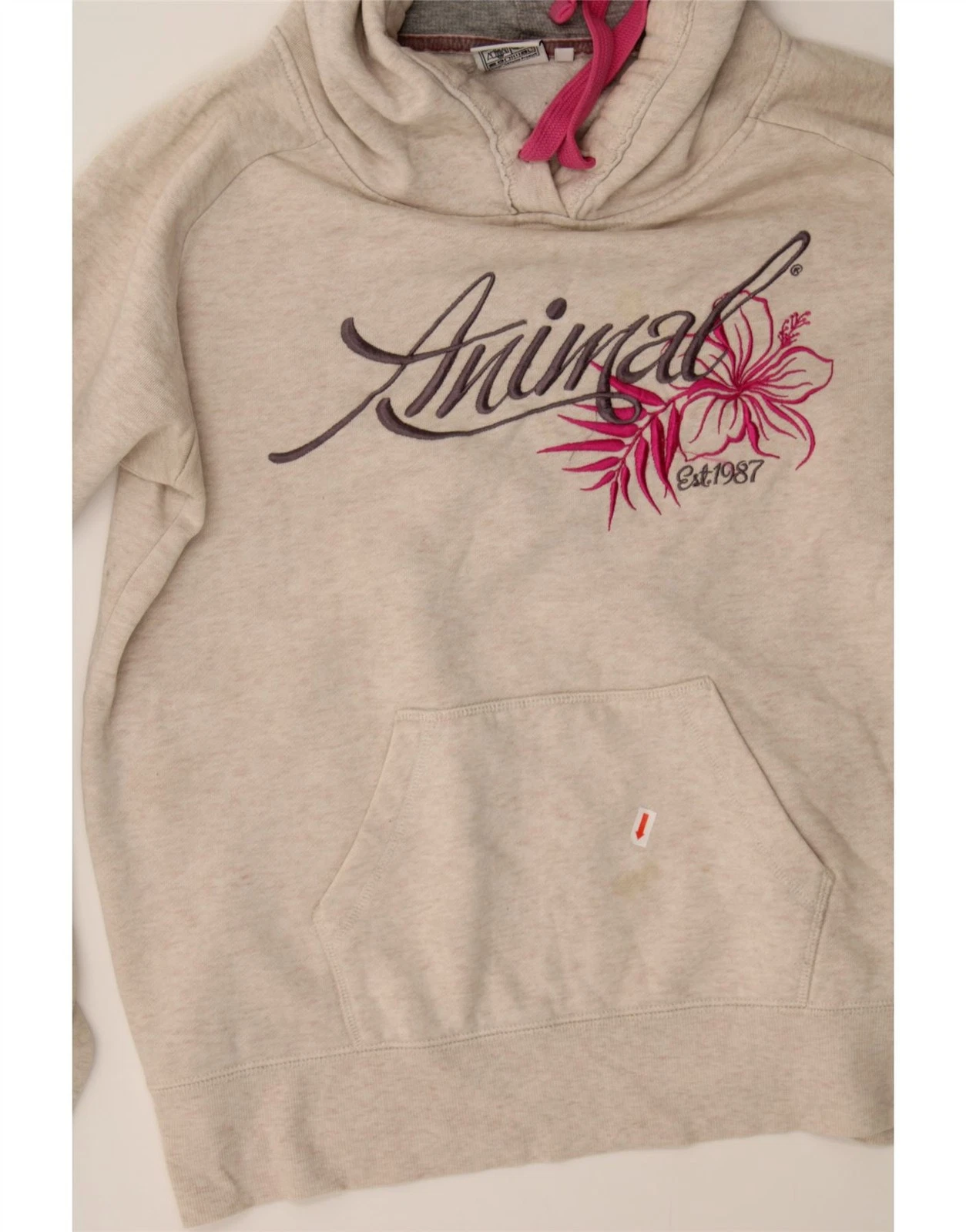 OFF WHITE Felpa con cappuccio ANIMAL donna grafica UK 14 grande bianco sporco maculato BF07