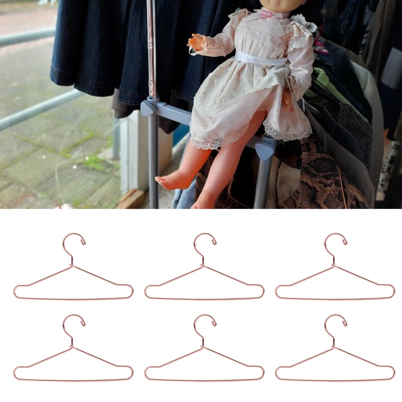 10Pcs Doll House Clothes Hanger Stainless Steel Cute Doll Garment Hanger Outfit