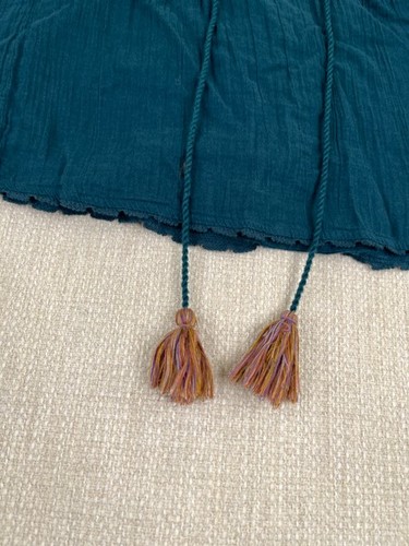 Free People Lohri top senza maniche ricamato donna grande hippie boho cravatta nappa - Foto 4 di 10