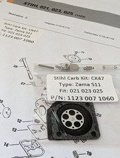 Stihl 021 023 025 Zama Carburettor Carb Kit C1Q-S11. Stihl P/N: 1123 007 1060 UK