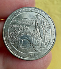 2016-P THEODORE ROOSEVELT NATIONAL PARK QUARTER, CIRCULATED, ACTUAL COIN