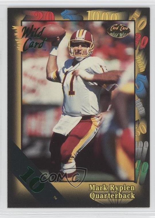 1991 Wild Card 10 Stripe Mark Rypien #51 j2k