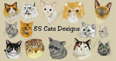 MASCHINENSTICKDESIGNS - 85 KATZENSTICKDESIGNS - PES DST JEF FORMATE